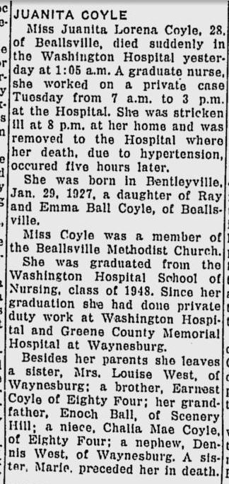 Juanita Coyle obit